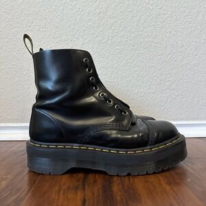 DR. MARTENS Vegan Sinclair Platform Moto Combat Boots Black